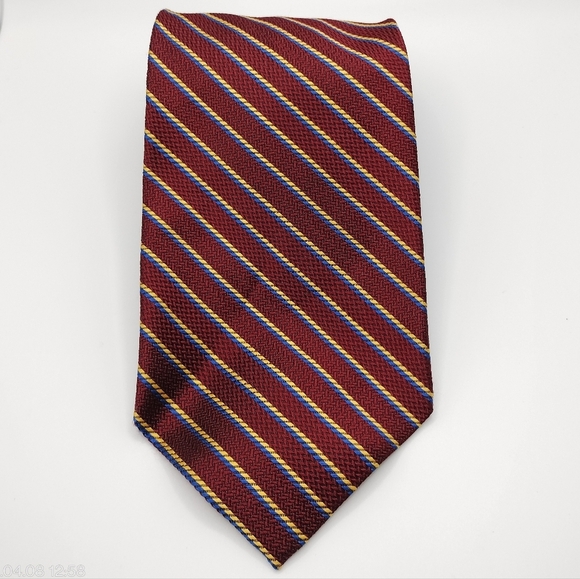 Jos.A Bank Corporation Collection Classic Striped Tie Red and Blue Jacquard - Picture 1 of 8